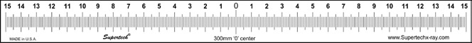 Supertech 300mm '0' Center Acrylic Radiopaque Ruler
