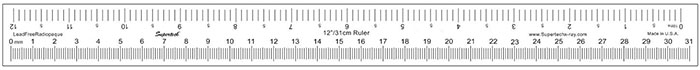 Supertech Dual Scale 12"/31cm Acrylic Radiopaque Ruler